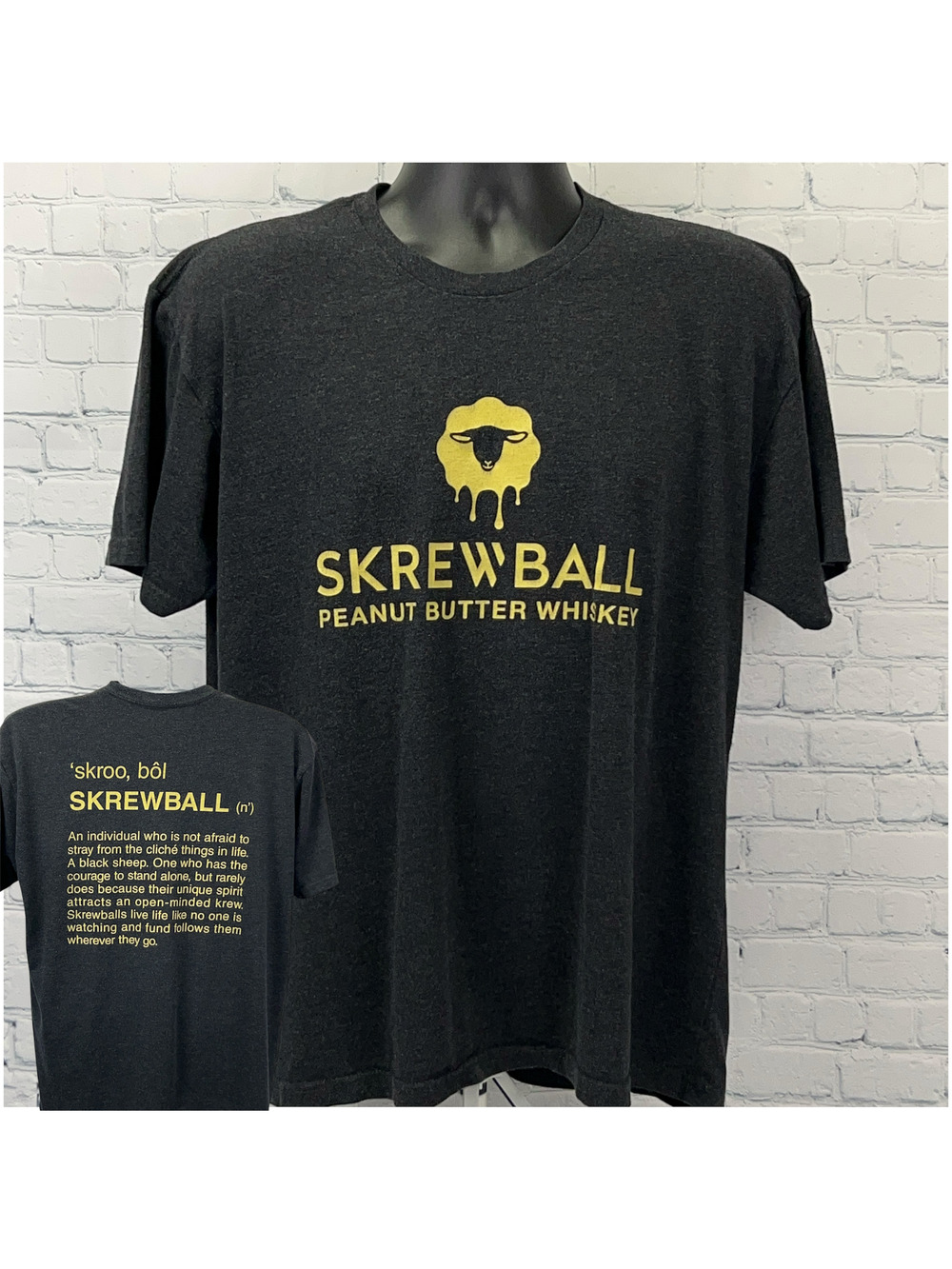 Screwball Peanut Butter Whiskey T Shirt Logo Short Sleeve Gray Unisex XL X-Large